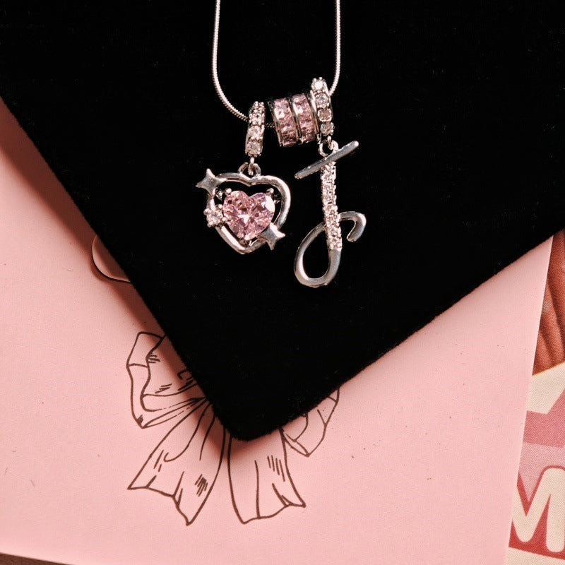 Wish Loving Heart Zircon English Letter Necklace