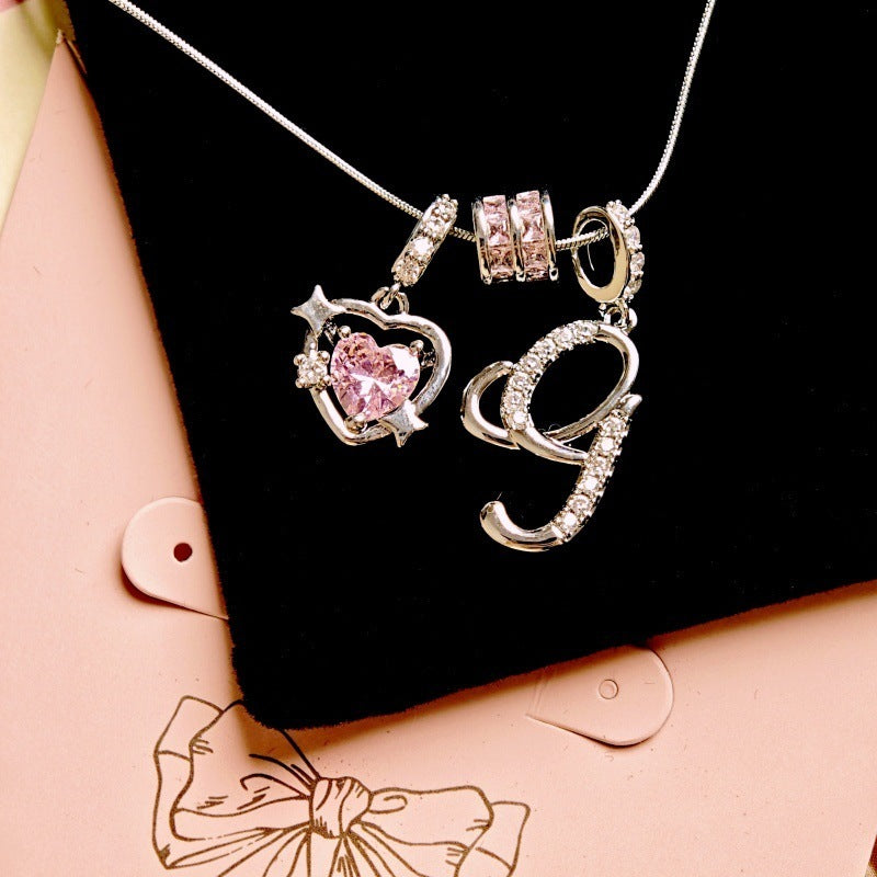 Wish Loving Heart Zircon English Letter Necklace