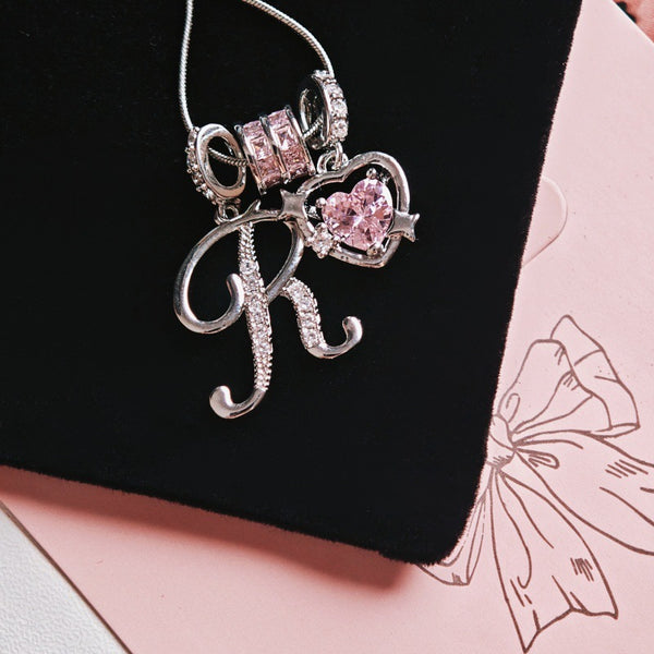 Wish Loving Heart Zircon English Letter Necklace