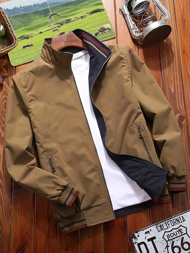 Men's Sports Jacket Double-sided Wear Stand Collar Casual