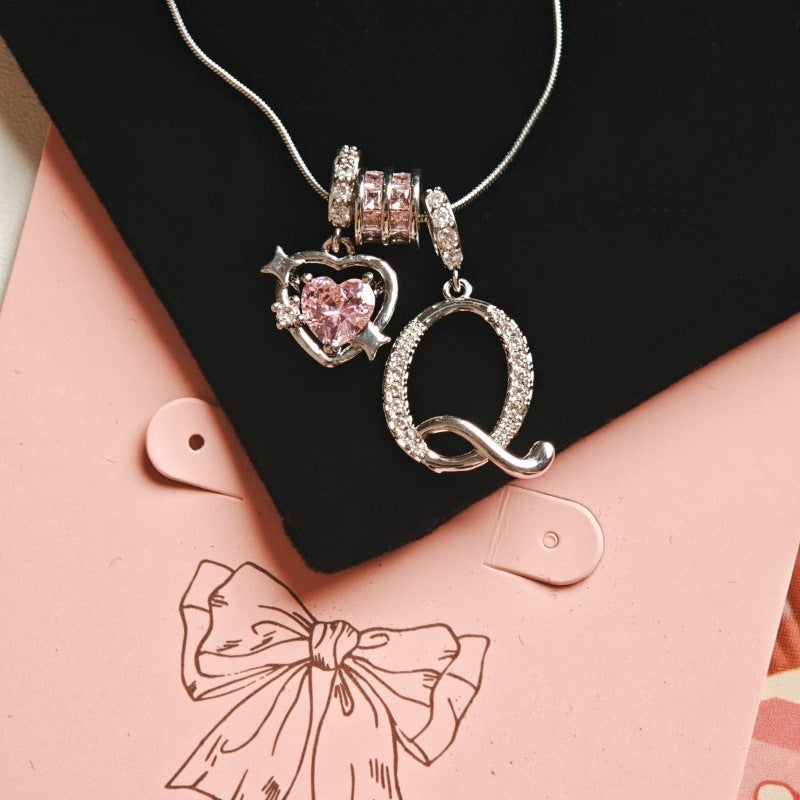 Wish Loving Heart Zircon English Letter Necklace