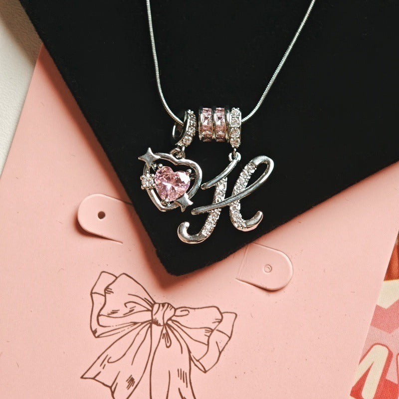 Wish Loving Heart Zircon English Letter Necklace