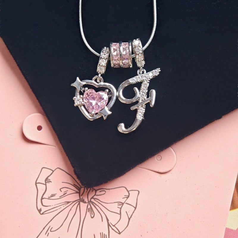 Wish Loving Heart Zircon English Letter Necklace