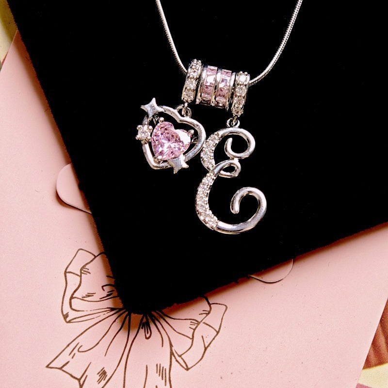 Wish Loving Heart Zircon English Letter Necklace