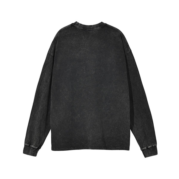 Pure Cotton Washed Old Long-sleeved T-shirt American Retro
