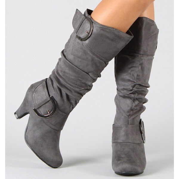Fashion Brushed Velvet Spring And Autumn Women's Boots