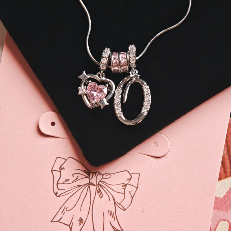 Wish Loving Heart Zircon English Letter Necklace