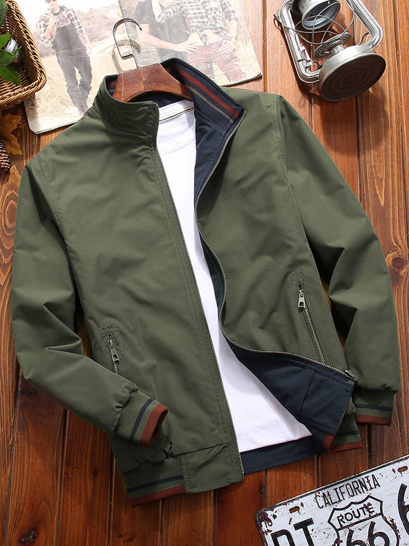 Men's Sports Jacket Double-sided Wear Stand Collar Casual