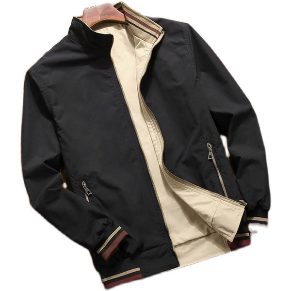 Men's Sports Jacket Double-sided Wear Stand Collar Casual